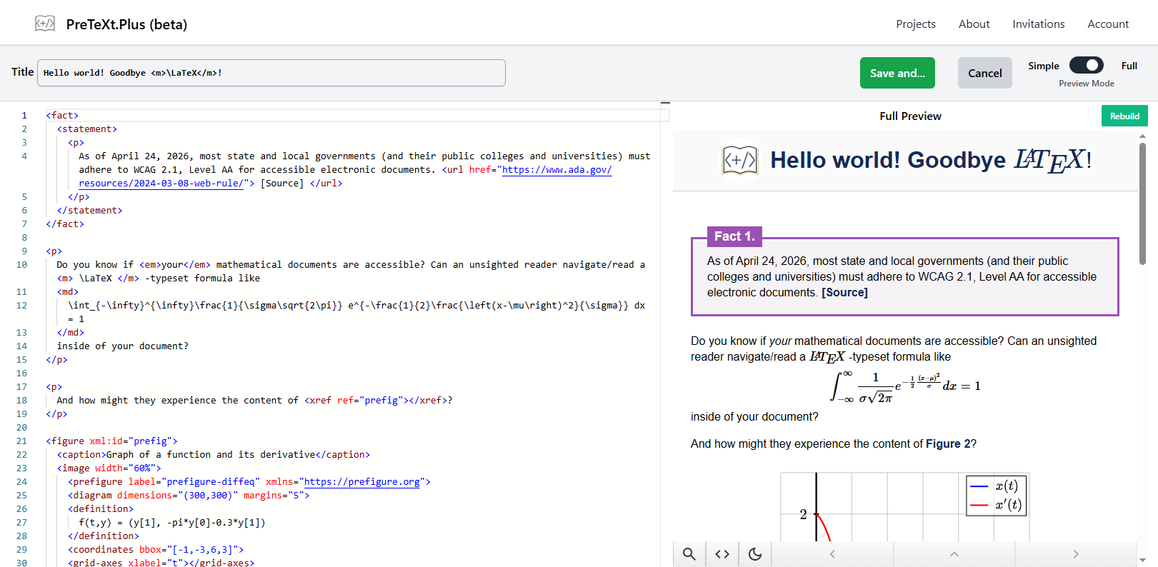 PreTeXt.Plus editor screenshot